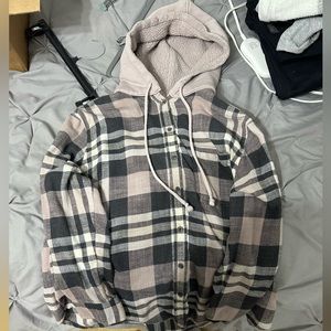 American Eagle Hooded Flannel Shirt